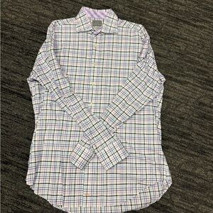 Thomas Dean Men's Pastel Plaid Button Down Shirt